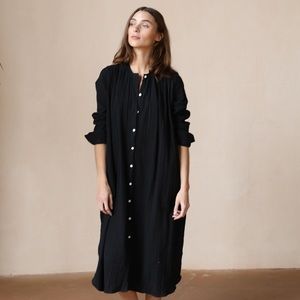 Mille Jasmine Dress in Black Double Gauze